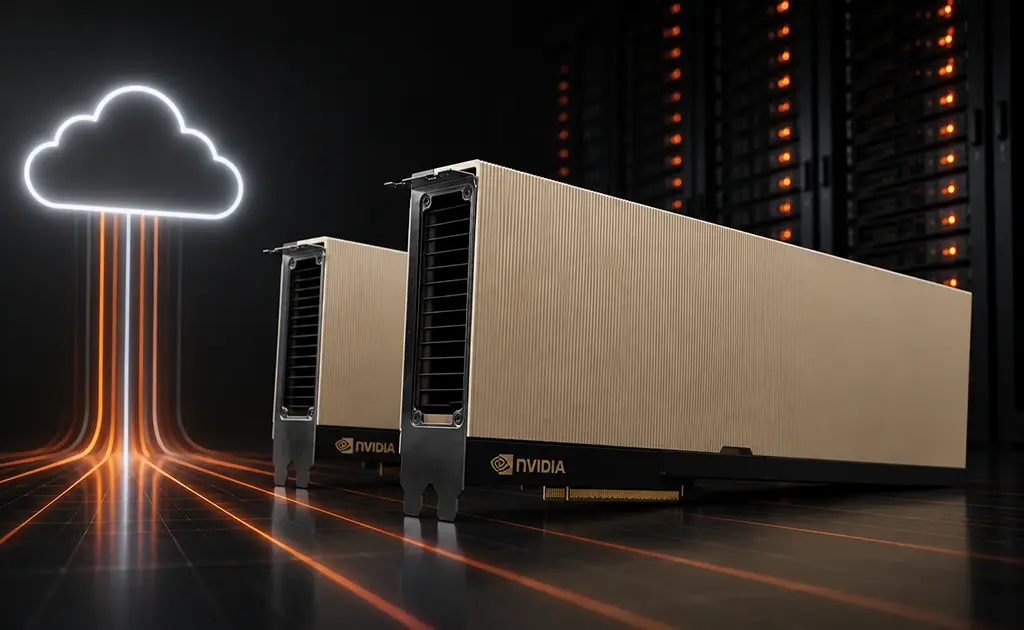 h100 illustration of a datacenter with cloud icon