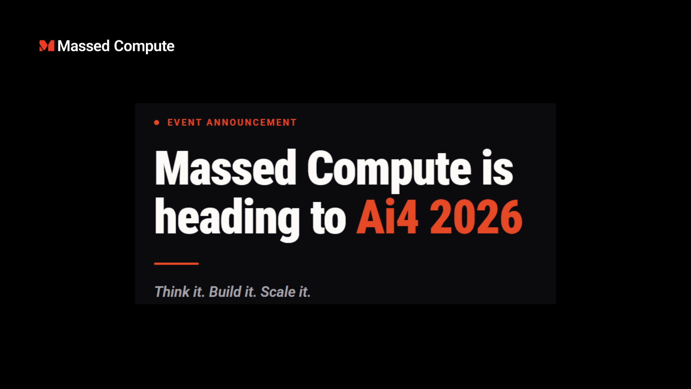 Banner announcing Massed Compute's attendance at Ai4 2026